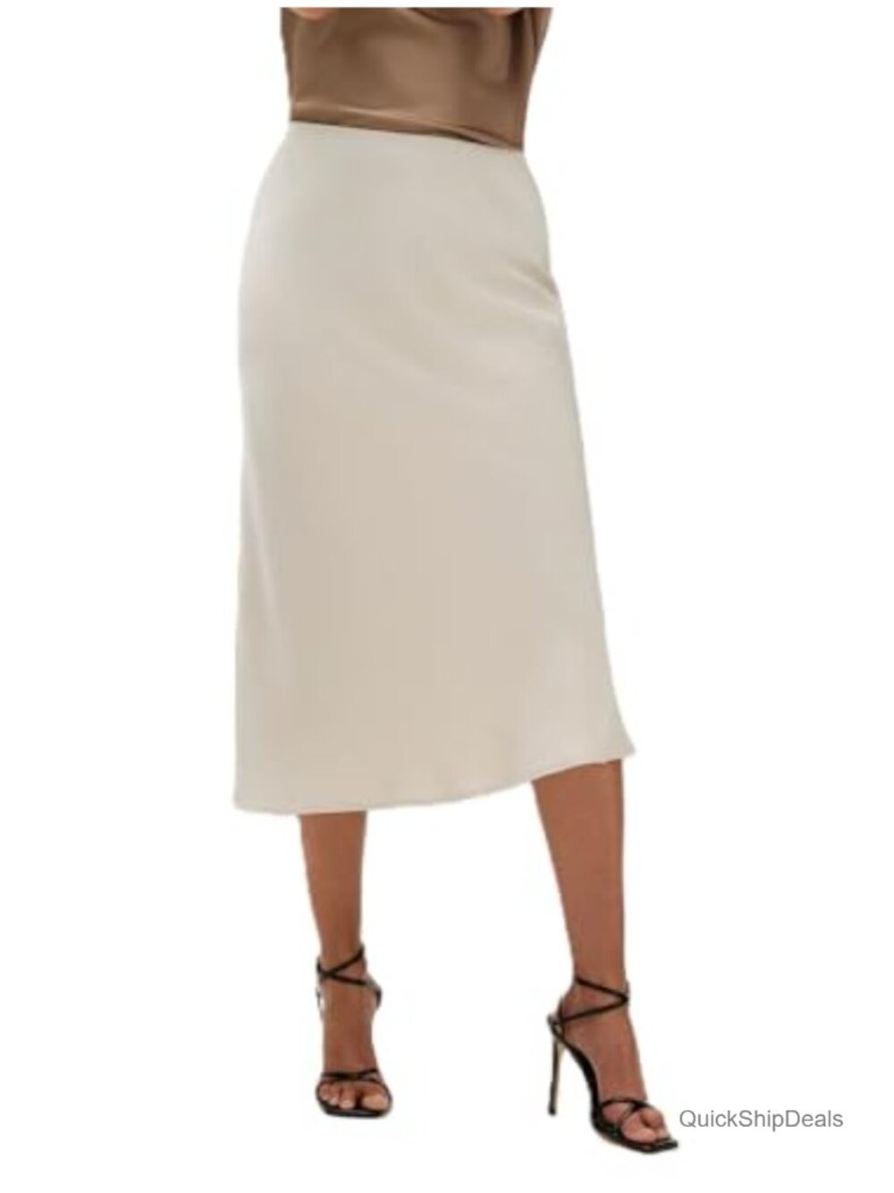 Calvin Klein Women's Matte Satin Midi Skirt High Rise Pull On